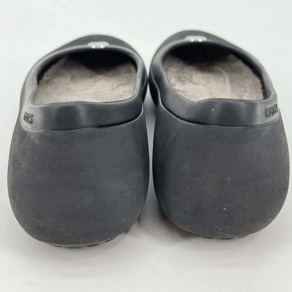Crocs Mammoth Ballet Flats Dark Gray Faux Fur Women's Size 8
